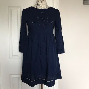 Coastal Cottage Eyelet Boho Western Flare Lace Embroidered 100% Cotton Overlay